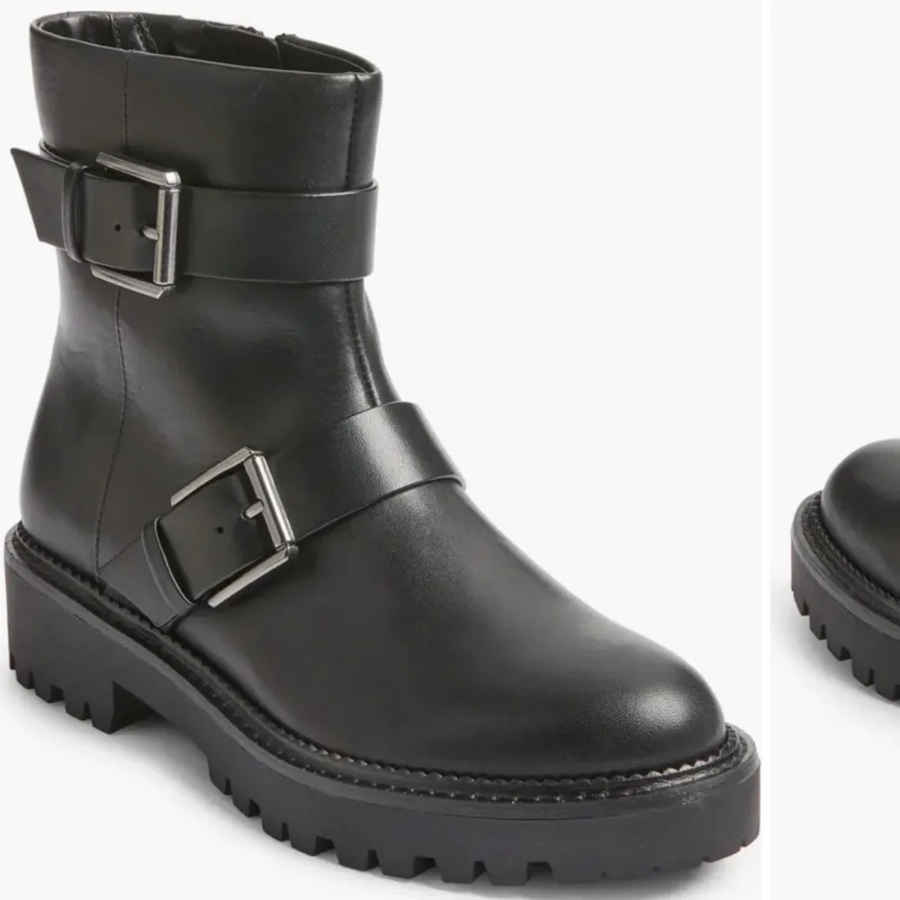 Nordstrom Macombs Water Resistant Moto Boot Leather NEW 8.5 Black